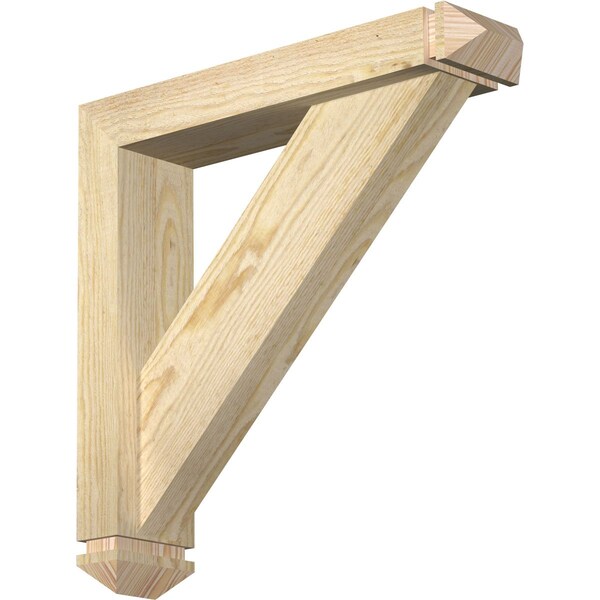 Ekena Millwork Traditional Arts and Crafts Rough Sawn Bracket w/ Offset Brace, Douglas Fir, 4"W x 18"D x 18"H BKT0402X18X18TRA03RDF - main
